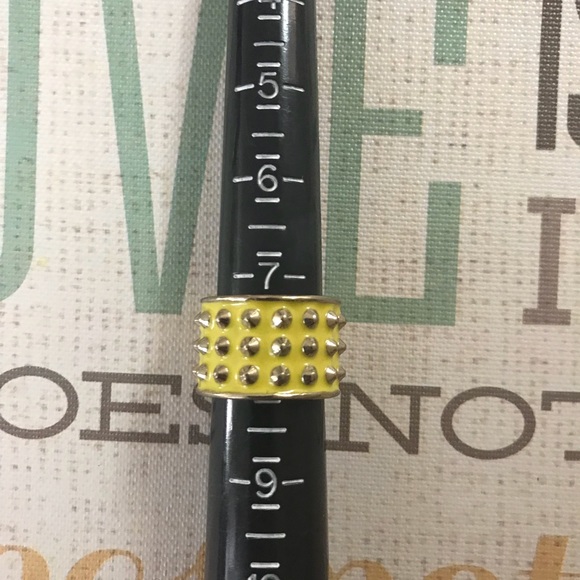 Punk Rock Yellow Ring With Silver Spikes - Picture 3 of 3